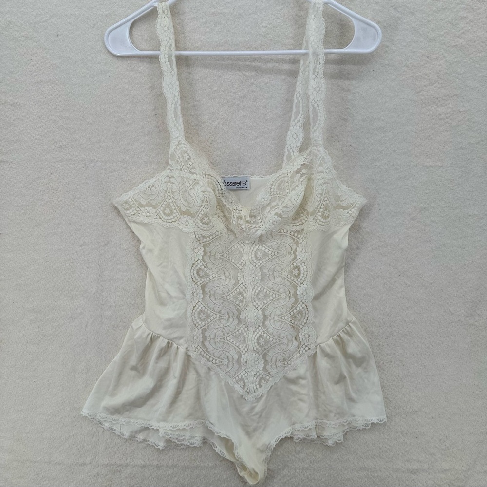 Coquette Lace 90s Vassarette Satin Romper Lingerie Teddy